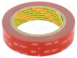 Tape: fixing; W: 25mm; L: 5.5m; Thk: 0.6mm; acrylic; grey; 36N/cm