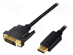 Cable; DisplayPort 1.2; DisplayPort plug,DVI-D (24+1) plug; 2m