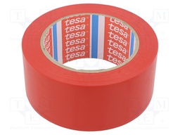 Tape: warning; red; L: 33m; W: 50mm; self-adhesive; Thk: 0.15mm; 160%