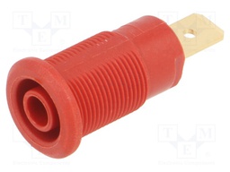 Socket; 4mm banana; 32A; 1kV; Cutout: Ø12.2mm; red; gold-plated