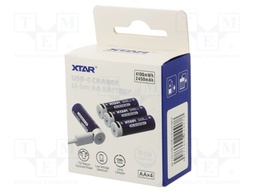 Re-battery: Li-Ion; AA; 1.5V; 2450mAh; Ø14.3x50.3mm; 2A; box; 4pcs.