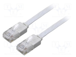 Patch cord; U/UTP; 6; stranded; Cu; PVC; white; Len: 2m; 32AWG