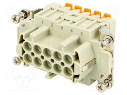 Connector: HDC; female; CSH; PIN: 10; 10+PE; size 57.27; 16A; 400V