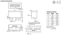 Converter: DC/DC; 3W; Uin: 18÷36V; Uout: 9VDC; Iout: 333mA; SIP8; 4.7g