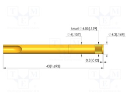 Test probe socket; gold-plated; KS-150; soldered; L: 43mm