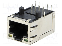 Socket; RJ45; PIN: 8; Cat: 5e; with LED; Layout: 8p8c; THT; angled 90°
