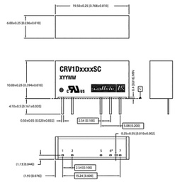 Isolated Board Mount DC/DC Converter, ITE, 2 Output, 1 W, 12 V, 42 mA, -12 V