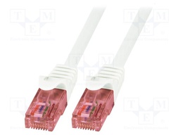 Patch cord; U/UTP; 6; stranded; Cu; LSZH; white; 250mm; RJ45 plug