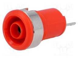 Socket; 4mm banana; 10A; 60VDC; Cutout: Ø12.2mm; red; insulated