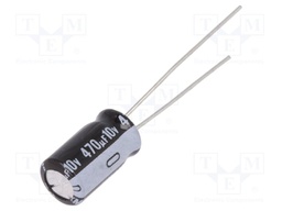 Capacitor: electrolytic; THT; 470uF; 10VDC; Ø6.3x11mm; Pitch: 2.5mm