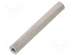 Screwed spacer sleeve; Int.thread: M4; 55mm; hexagonal; brass