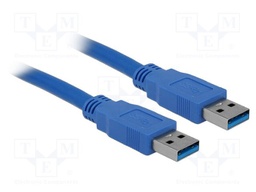 Cable; USB A plug,both sides; gold-plated; 500mm; blue; Cu; 5Gbps