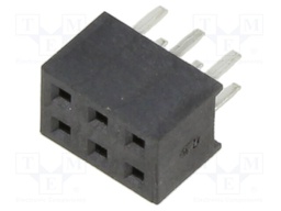 PCB Receptacle, Board-to-Board, 2 mm, 2 Rows, 6 Contacts, Through Hole Mount, M22 Series