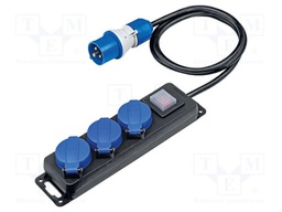 Extension lead; 3G1.5mm2; with flap; Sockets: 3; rubber; black