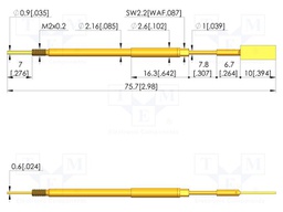Test needle; Spring compression: 5mm; 5.5mm; 8A; steel; Ø: 4mm; flat