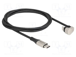 Cable; USB 2.0; USB C plug,USB C angled plug; 1m; black; metal