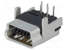 Socket; USB B mini; on PCBs; THT; PIN: 5; angled 90°