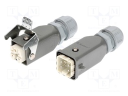 Connector: HDC; male + female; PIN: 5; 4+PE; size 3A; for cable