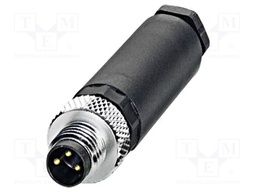Connector: M8; male; PIN: 3; straight; for cable; plug; 4A; 60V