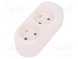 Connector: AC supply; splitter; Layout: 2P; Type: round; white; 16A