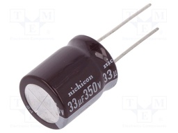 Capacitor: electrolytic; THT; 33uF; 350VDC; Ø16x20mm; Pitch: 7.5mm