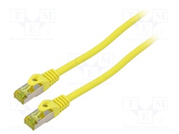 Patch cord; S/FTP; 6a; stranded; Cu; LSZH; yellow; 1m; 27AWG; Cores: 8