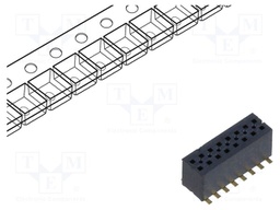 Connector: pin strips; male; PIN: 16; 1.27mm; gold-plated; SMT
