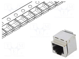 Socket; RJ45; PIN: 8; Cat: 5; shielded; Layout: 8p8c; SMT; vertical