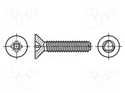 Screw; 2,5x6; Head: countersunk; Pozidriv; steel; zinc; Size: PZ1