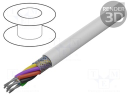 Wire; 12x30AWG; shielded,silver plated copper braid; PFA; white