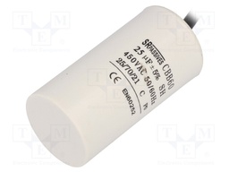 Capacitor: motors, run; 25uF; 450V; Ø42x82mm; -25÷70°C; ±5%; 3000h