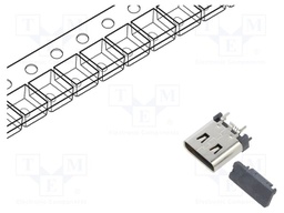Connector: USB C; socket; SMT; PIN: 16; vertical; top board mount