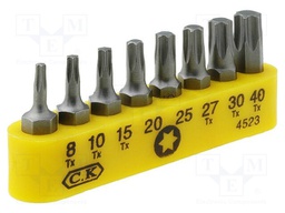 Screwdriver bits; Pcs: 8; Package: blister; 30mm; Bit: Torx®