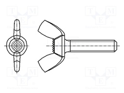 Screw; M4x40; 0.7; Head: wing; steel; zinc; DIN 316; 40mm
