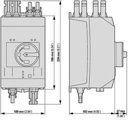 Switch-disconnector; Poles: 2; DIN; 20A; SOL; IP65; 1000VDC