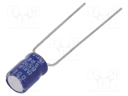 Capacitor: electrolytic; THT; 100uF; 6.3VDC; Ø5x7mm; Pitch: 5mm
