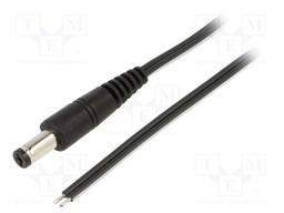 Cable; wires,DC 5,5/1,7 plug; straight; 0.5mm2; black; 1.5m