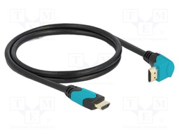 Cable; HDMI plug,HDMI plug 90° up/down; Len: 1m; black; 28AWG