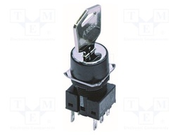 Switch: rotary with key; 16mm; Stabl.pos: 3; DPDT; black; IP65