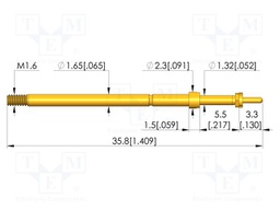 Test needle; Spring compression: 4mm; 5mm; 5A; CuBe; gold-plated