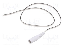 Cable; wires,DC 5,5/2,5 socket; straight; 0.35mm2; white; 0.5m