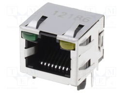 Socket; RJ45; PIN: 8; Cat: 5; shielded,with LED; Layout: 8p8c; THT