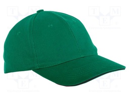 Baseball cap; green; cotton; Size: 57-61; 290g/m2; 12pcs.