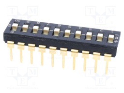 Switch: DIP-SWITCH; Poles number: 10; ON-OFF-ON; 0.025A/24VDC
