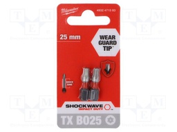 Screwdriver bit; Torx® with protection; T25H; Overall len: 25mm