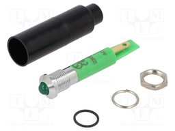 Indicator: LED; prominent; 230VAC; Cutout: Ø8.2mm; IP67; metal