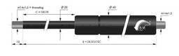 Gas spring; Thread: M14x1,5; E: 416mm; Øout: 40mm; Piston diam: 20mm
