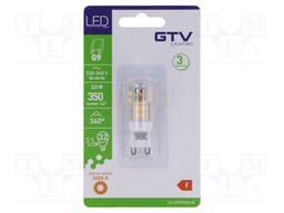 LED lamp; warm white; G9; 230VAC; 350lm; 3.5W; 360°; 3000K