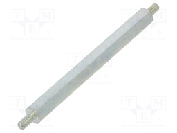 Screwed spacer sleeve; 60mm; Ext.thread: M3; hexagonal; steel