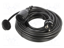 Extension lead; Sockets: 1; PVC; black; 3x1,5mm2; 15m; 16A; STANDARD